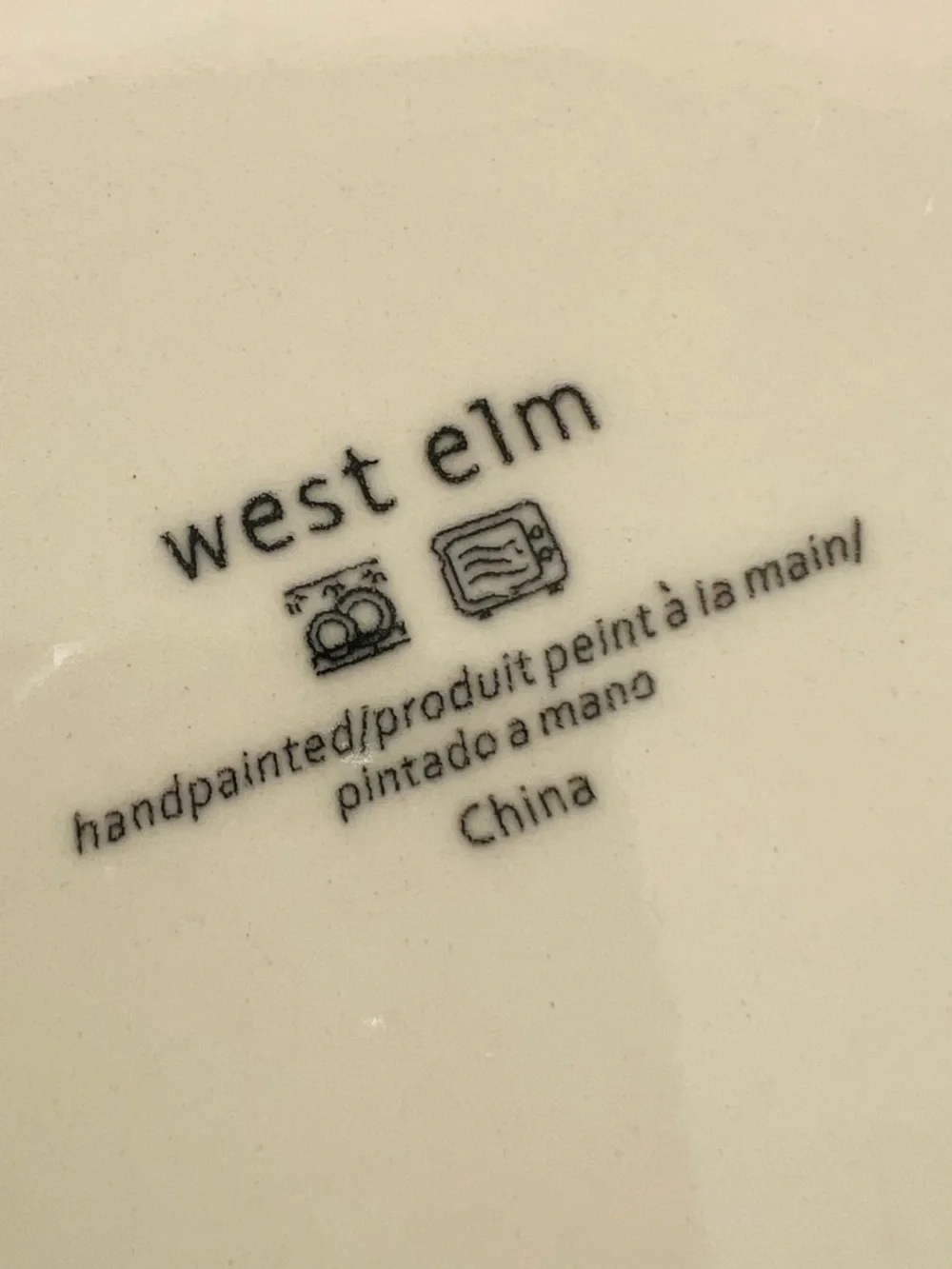 West Elm Abstract Art Pottery Portrait Hand Painted Plate